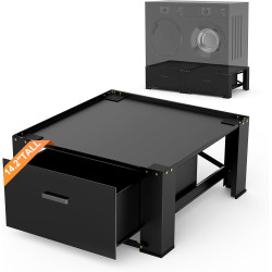 SKM Washer and Dryer Stand - 28" Laundry Pedestals for Washing Machine and Dryer with Top Panel, Heavy Duty Steel Pedestal Raiser, 14.2 Inches Height Elevation in Black