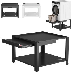 Garvee 29" Heavy Duty Metal Washer Dryer Stand with Pullout-Shelf, Pedestal Universal Fit Anti-Vibration Washing Machine Stand with Base Storage, 800 lbs Capacity, Black
