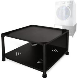 Washing Machine Pedestal, Adjustable Height Metal Sheet Base with Storage Shelf, Universal Fit Pedestals for Washers and Dryers, 28 x 28 x 14.5 Inch （Black）