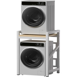 Drum Washing Machine Cabinet, Stacking Kit for Washer and Dryer, Washing Machine Storage Rack, Adjustable Non-Slip Feet, 300kg Capacity, 4cm Thick Steel Frame, for Bathroom Kitchen
