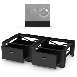SKM 2-Pack 29" Washer & Dryer Pedestal Stand with Storage Drawer | Heavy-Duty Steel, 700LB Capacity | 14.3" Ergonomic Height, Black