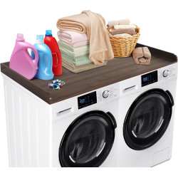 GarveeHome Washer Dryer Countertop, Wood Laundry Countertop with 2.75" H Edge Rails, Waterproof Washer Dryer Cover with Anti-Slip Pads for Laundry Room Organization and Storage