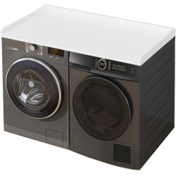 Washer Dryer Countertop, 54" x 27.5" Laundry Countertop with Edge Rails, White Wood Topper with Non-Slip Pad, Universal Fit Laundry Room Organization