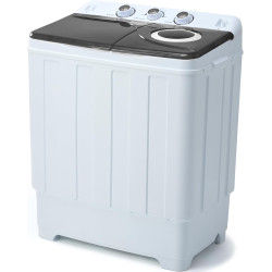 Portable Washing Machine Twin Tub - 28lbs Compact Washer(18lbs) and Dryer(10lbs) Combo with Drain Pump - Mini Laundry Machine for Apartments, Dorms, RVs, and Camping - Grey