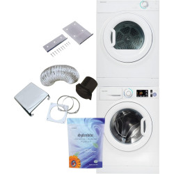 Splendide WFL1300XD Washer & DV6500X Dryer Stacked Bundle with Vent Kit & SK03 Stack Kit Included + Starter Laundry Powder - Freight Delivery