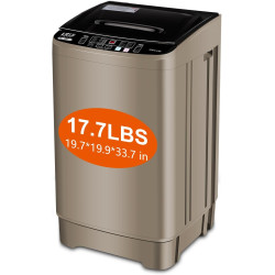 17.7 lbs Portable Washer Drain Pump, Full Automatic Washing Machine with LED Display, 10 Programs & 8 Water Levels Selections, Ideal for Camping, Apartment, Dorm, Glod