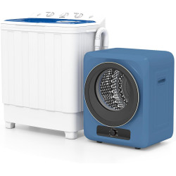 Auertech Portable Washer and Dryer Combo, 28 Lbs Twin Tub Washing Machine, 1.5 Cu.Ft Compact Clothes Dryer, Portable Washing Machine and Dryer Set for Laundry Apartment, RV, Dorm, Blue