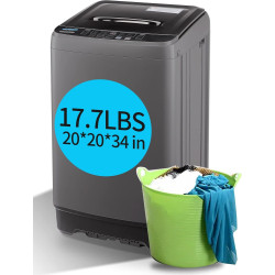Full Automatic Washing Machine with LED Display, 17.7 lbs Portable Washer Drain Pump, 10 Programs & 8 Water Levels Selections, Ideal for RV, Kitchen Camping, Apartment, Dorm, Dark Grey