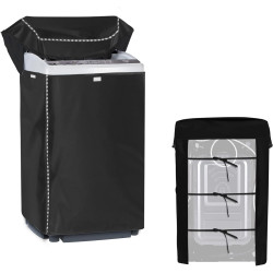 Portable Washing Machine Cover,Top Load Washer Dryer Cover,Waterproof Full-Automatic/Wheel Washing Machine Cover(22"22"35"inches, Black)