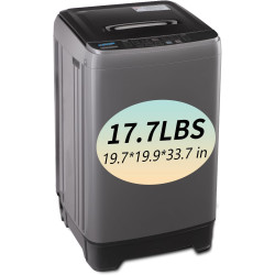Full Automatic Washing Machine with LED Display, 17.7 lbs Portable Washer Drain Pump, 10 Programs & 8 Water Levels Selections, Ideal for RV, Camping, Apartment, Dorm, Dark Grey
