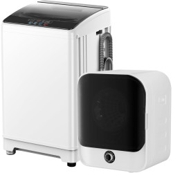 TABU Washer and Dryer Combo Set,Compact 18LBS Full-Automatic Washing Machine with 10 Washing Programs & Compact 2.6 Cu.Ft Dryer with Stainless Steel Inner Tub, White