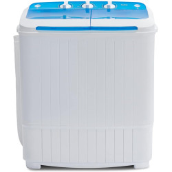Portable Washing Machine,16.5LBS Mini Washer and Dryer,Wash and Spin Cycle Combo Twin Tub Compact Laundry Machine for Apartment Travel Dorms Rvs(White & Blue)