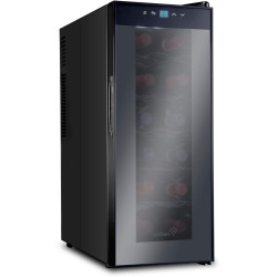 Ivation 12 Bottle Red And White Wine Thermoelectric Wine Cooler/Chiller Counter Top Wine Cellar with Digital Temperature Display, Freestanding Refrigerator Smoked Glass Door Quiet Operation Fridge
