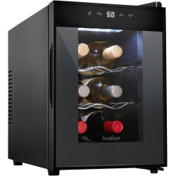 Ivation Premium 6 Bottle Horizontal Thermoelectric Wine Cooler/Chiller Counter Top Red & White Wine Cellar w/Digital Temperature, Freestanding Refrigerator Quiet Operation Fridge