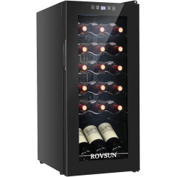 ROVSUN 18 Bottle Wine Fridge, Freestanding Compressor Wine Cooler Refrigerator, Beverage Wine Chiller with Digital Temperature Control & Double-layer Glass Door for Red White Wine, Champagne, Beer