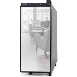 BLACK+DECKER Wine Fridge 12 Bottles, Thermoelectric Wine Cooler Refrigerator with Mirrored Front, Freestanding 12 Bottle Wine Fridge, BD60336