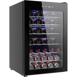 EUHOMY 45 Bottle Wine Cooler Refrigerator, Small Wine Fridge for Red, White and Champagne, 4.5 Cu.ft Mini Fridge with Adjust Temperature, Black