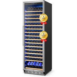Wine Fridge 24 Inch, 190 Bottles Freestanding or Built-in Wine Cooler Refrigerator with Sliding Rail Shelves, Professional Wine Cellar Low Noise with Upgraded Reversible Door