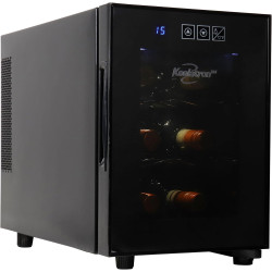 Koolatron 6 Bottle Wine Fridge – Freestanding Wine Cooler with Glass Door, 0.6 cu ft (16 L) Beverage Can Refrigerator, Digital Temperature Control, Ideal for Red, White & Sparkling Wine, Champagne