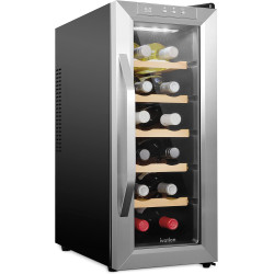 Ivation 12 Bottle Thermoelectric Wine Cooler/Chiller - Stainless Steel - Counter Top Red & White Wine Cellar w/Digital Temperature, Freestanding Refrigerator Smoked Glass Door Quiet Operation Fridge