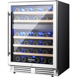 BODEGA 24 Inch Wine Fridge Dual Zone, 46 Bottle, Built-In or Under Counter Freestanding Wine Cooler Refrigerator With Stainless Steel Handle, Wine Cooler With Lock, Energy Efficient,For Home, Kitchen