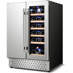 Tylza Wine and Beverage Refrigerator, 24 inch Dual Zone Wine Beverage Cooler Built-in and Freestanding, with Seamless Stainless Steel Door Quick Cooling Under Counter Beer Wine refrigerator