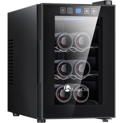 KingChii 6 Bottle Thermoelectric Wine Cooler Refrigerator Advanced Cooling Technology, Stainless Steel & Tempered Glass For Red Wine, Champagne for Home, Kitchen, or Office