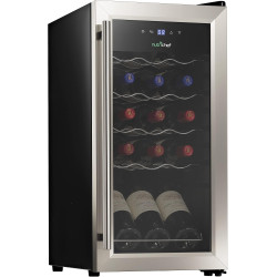 Nutrichef 15 Bottle Wine Fridge Red and White Wine Chiller Adjustable Temp Control 41°F to 64°F Ultra Quiet Operation Mini Wine Cooler Built for Home, Office, Kitchen Counter, 27x13x17 IN