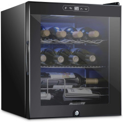 Schmecke 12 Bottle Compressor Wine Cooler Refrigerator w/Lock | Large Freestanding Wine Cellar | 41f-64f Digital Temperature Control Wine Fridge For Red, White, Champagne or Sparkling Wine - Black