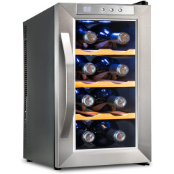 Ivation 8 Bottle Thermoelectric Wine Cooler/Chiller - Stainless Steel - Counter Top Red & White Wine Cellar w/Digital Temperature, Freestanding Refrigerator Smoked Glass Door Quiet Operation Fridge