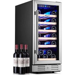 Kalamera 15 Inch Wine Fridge, 29 Bottle Wine Cooler Refrigerator, 40-66℉ Digital Temperature Control With Temp-Memory Function,Built-in or Freestanding Wine Fridge for Home/Bar/Kitchen