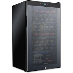 Ivation 34 Bottle Compressor Wine Cooler Refrigerator w/Lock | Large Freestanding Wine Cellar For Red, White, Champagne or Sparkling Wine | 41f-64f Digital Temperature Control Fridge Glass Door Black