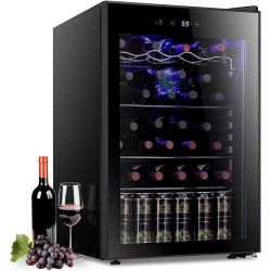 Antarctic Star 36 Bottle Wine Cooler Beverage Refrigerator Small Mini Wine Cellar Beer Soda Bar Fridge Quiet Operation Compressor Adjust Temperature Freestanding Black, 4.4 Cu. ft