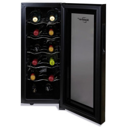 Koolatron 12 Bottle Wine Fridge – Freestanding Wine Cooler with Glass Door, 1.2 Cu Ft (33L) Beverage Can Refrigerator, Digital Temperature Control, Ideal for Red, White & Sparkling Wine, Champagne