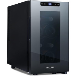 NewAir Shadow-T Series 8 Bottle Thermoelectric Wine Fridge, Countertop Wine Refrigerator, Mirrored Compact Wine Cellar, Triple-Layer Glass Door Cooler, Vibration-Free & Ultra-Quiet Cooling
