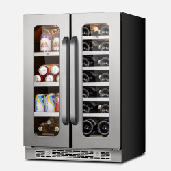 Whynter BSR-6020FDS 24 inch Built-ln Wine Fridge 20 Bottles & 60 Cans Undercounter Stainless Steel Wine Refrigerator with Digital Control, Lock, and Carbon Filter