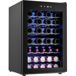 4.5 CU.FT Wine Cooler Refrigerator, Small Freestanding Wine Fridge for Red, White and Champagne, Mini Fridge with Adjust Temperature, Black