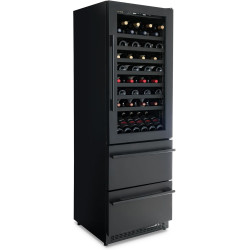 ESTATE 24" 108 Bottle Dual Zone Wine Fridge and Beverage Center Refrigerator Drawer Cabinets with 175 Can Capacity, Premium Built in Wine Cooler in Black Stainless Steel and Full Extension Shelves