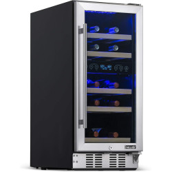 Newair 15" Wine Cooler Refrigerator | 29 Bottle Capacity | Fridge Built-in Or Free Standing | Dual Zone Wine Fridge With Removable Beech Wood Shelves In Stainless Steel NWC029SS01