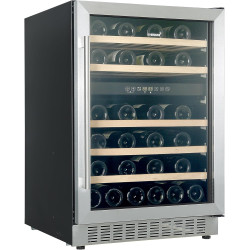 Everdure 46 Bottle Luxury Wine Cooler & Beverage Refrigerator, Built in or Free-Standing, Dual Zone, Stainless Steel with Reversible Glass Door, Beech Wood Shelves and LED Display Touchpad