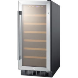 Summit SWC1535B 15" Built-In Undercounter Glass Door Wine Cellar with Lock and Digital Controls, Glass/Black
