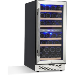 Mini Wine Refrigerator Cooler 28 Bottles, Dual Temp Control Wine Fridge, Small Freestanding or Built-In Wine Cabinet, Led Screen Beverage Refrigerator for Wine, Beer