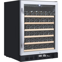 24 Inch Wine Refrigerator Cooler, 46 Bottles Wine Fridge with Digital LED Touch Screen, Compressor Freestanding/Built-In Wine Cabinet, Lockable Wine Cellar for Home, Bar