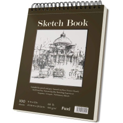 Fuxi 9" x 12" Sketch Book, Top Spiral Bound Sketch Pad, 100 Sheets 68lb/100gsm Acid-Free Drawing Paper, Art Sketchbook for Drawing Pad for Kids Artists & Beginners Professional Art Supplies for Adults