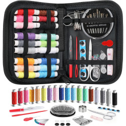 Coquimbo Sewing Kit Stocking Stuffers Christmas White Elephant Gifts for Adults Teen Girls Grandma Beginner Traveler, Portable Sewing Supplies Accessories with Thread, Needles, Scissors (Black, M)