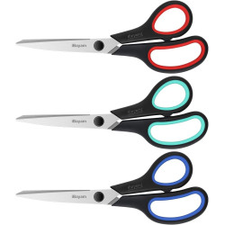 3-Pack 8" Heavy Duty Scissors with Ultra Sharp Blades and Comfort Grip Handles - For Office, Home, School, Sewing, and Crafts