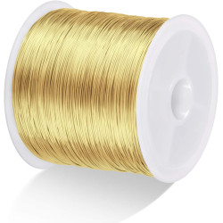 MIKIMIQI Jewelry Wire - 328Ft, 26 Gauge, Tarnish Resistant, Copper, 0.4mm X 100m (Gold)