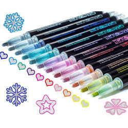 Stocking Stuffers Teen Girls: 12 Glitter Markers Christmas Gifts Teens Outline Glitter Pens Shimmer,Tween Teen Girl Gifts Trendy Stuff,Art Supplies Kids 6-8 9-12 10-12,Arts Crafts Kids Ages 8-12 Cute