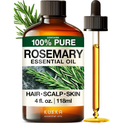 KUKKA Rosemary Essential Oils - 4 Fl Oz - for Hair, Skin, Diffuser, Aromatherapy & DIY Soap Making Scent