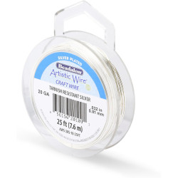 Artistic Wire, 20 Gauge Silver Plated Tarnish Resistant Colored Copper Craft Wire, Tarnish Resistant Silver, 25 ft